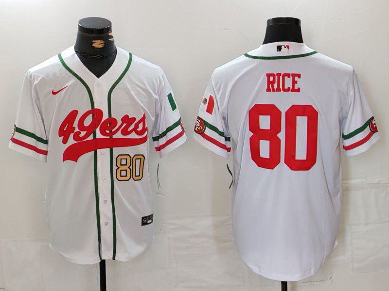 Men San Francisco 49ers 80 Rice White Joint Name 2024 Nike Limited NFL Jersey style 2